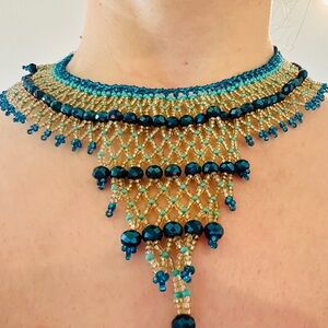 Boho Style Turquoise Blue Braided Necklace